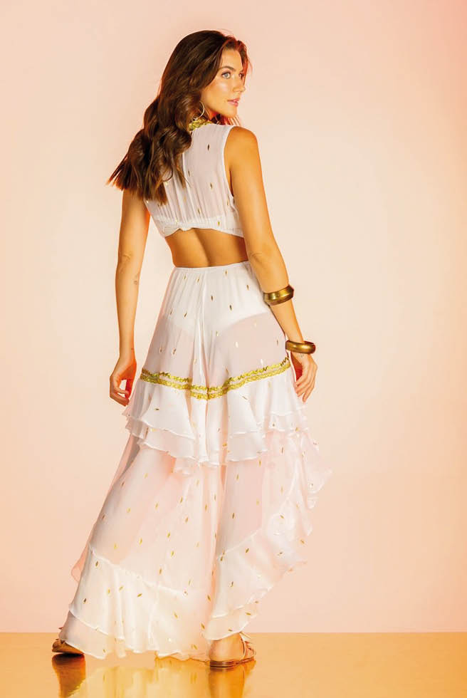 Saída Mullet em chiffon com detalhes dourados - Imagem 2