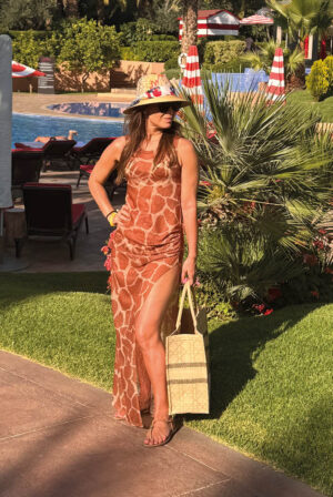 Saída longa malha estampada animal